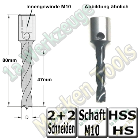 Ø 10mm x47x80mm Dübelbohrer Dübelochbohrer HS S=M10 Innengew.