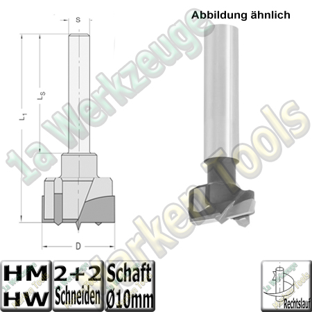 Zylinderkopfbohrer HM HW 26mm Z2+V2 Schaft=10x74mm L1=90mm