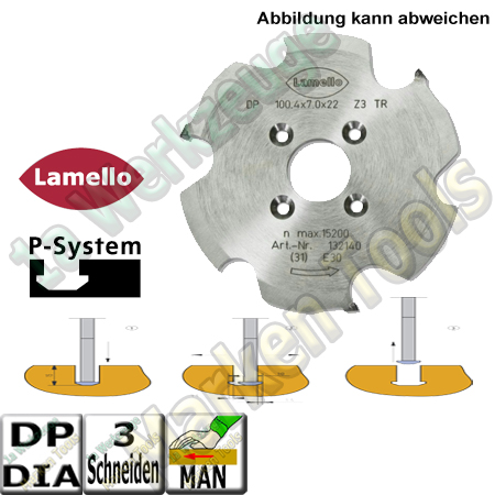 Dia DP Lamello Clamex P-System Nutfräser Ø100.4 x7x30mm Z=3 für Zeta