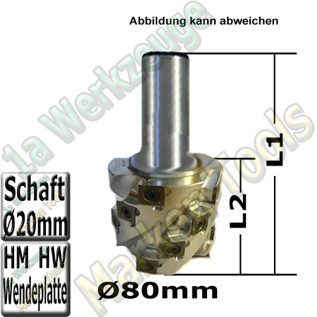 HM Wendeplatten-Spiralmesserkopf Ø 80 x80x125mm SET Schaft Ø20mm