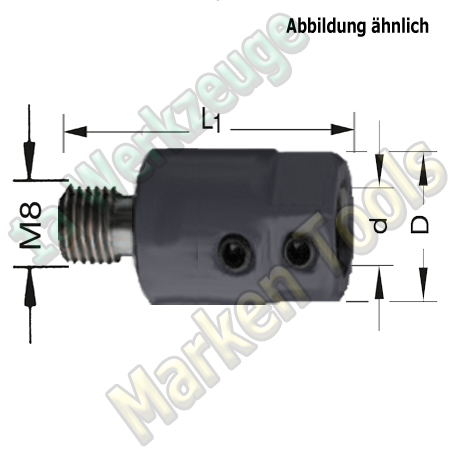 Spannfutter M8;10mm L. L1=40mm