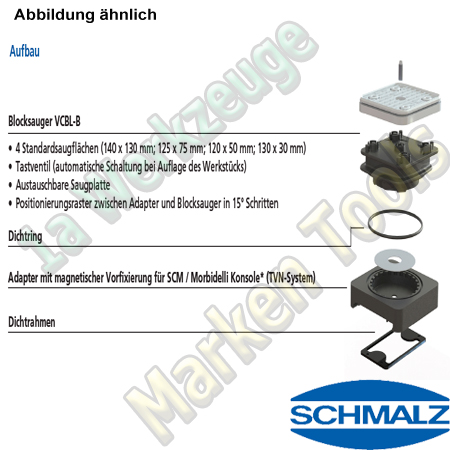 Schmalz Adapter-Platte für SCM Morbidelli TVN System für Blocksauger VCBL-B S4-145x145x21-