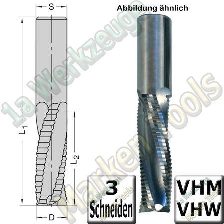 Ø 16mm x72x120mm CNC Schruppfräser Z3 VHW VHM S=16 RL