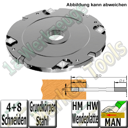 10mm Wendeplatten Nutfräser Z4 V8 Handvorschub Ø180 x10mm x30mm Stahl-