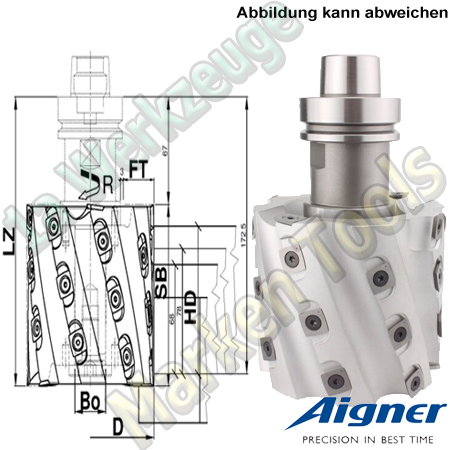 Wendeplatten-Falzfräser Aigner "Softcut" ohne Fräsdorn 125x113x30H7, Z2+2, V2+2-