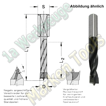 HW HM Dübelbohrer Dübelochbohrer Ø 10mm x30x55.5mm m. Rückenführung Schaft 8mm