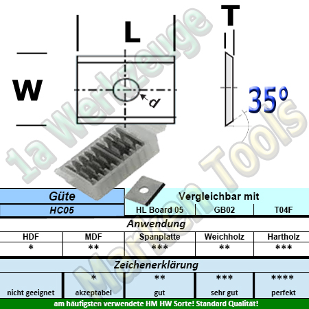 HM Wendeplatte Wendemesser HW 10,5 x 12 x 1.5 1 Loch Z2 35° 10 Stück HC05/ T04F