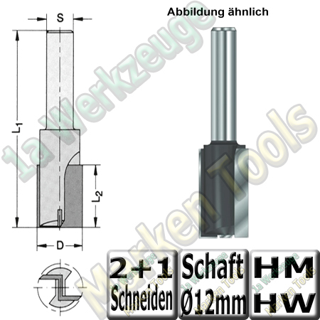 Nutfräser Ø 10mm x22x60mm Z2+1 HM HW Schaft 12mm