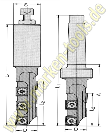 Ø 22x60x131mm Wendeplatten Schruppfräser  Z1+1 S=25-