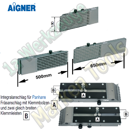 Aigner Integralanschlag Panhans Fräsanschlag Typ 204, 500mm 650mm x 150mm-