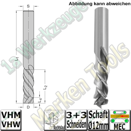 Ø 12mm VHW Schlichtfräser JSO "Gigaspeed" Z3+3 12mm x40x100mm S=12mm-
