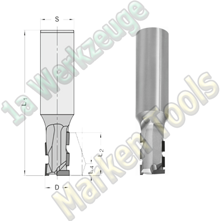 DP Dia Fräser Ø 16mm x34x95mm  Schaftfräser Z1+1 JSO DIASTART S=25x50mm