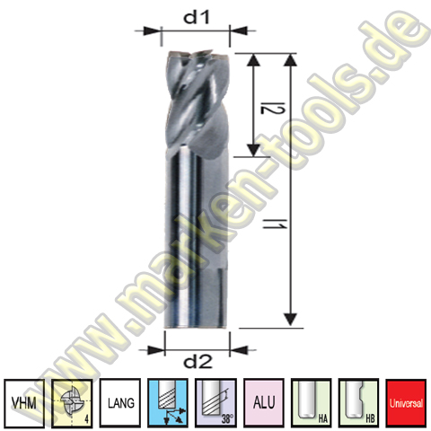Ø8x24x68mm VHM Schaftfräser Z=4 S=8mm