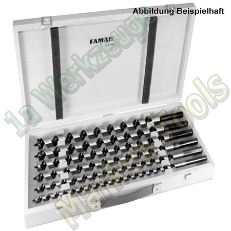 Schlangenbohrer Lewis 8-teilig im Holzkasten GL 235mm, NL 160mm. Ø 6, 8, 10, 12 ,14, 16, 18, 20mm-