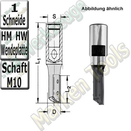 Holz Wendeplattenfräser Ø 14mm x30x72mm Z1 Schaft M10