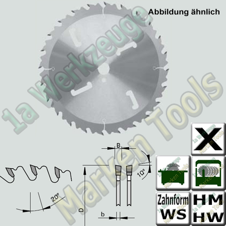 HM HW Sägeblatt mit innenliegenden HW- Räumer Ø 735x6x4,4x30mm Z=48 WS NL SDB