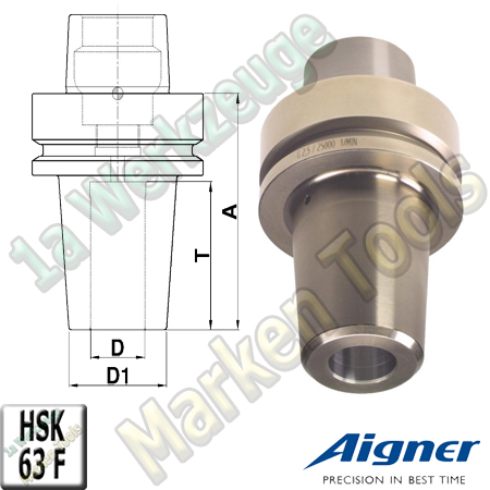 HSK 63F CNC Schrumpffutter Ø20 A=75 Vernickelt-