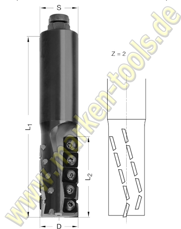 Ø 25mm x50x120mm Dia DP Wendeplatten-Schaftfräser Z2 FourCut S=20-