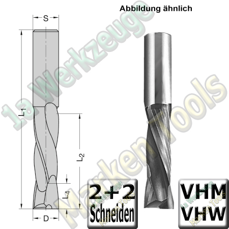 Ø 10mm x32x70mm Z2+2 CNC Schlichtfräser Spiralnutfräser VHW VHM S=10 RR-