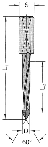 5mm x25x55.5mm Durchgangsbohrer Dübellochbohrer HM 60° S=8-