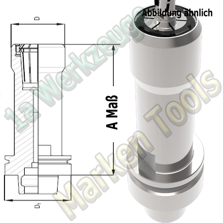 HSK 63F CNC Spannzangenfutter OZ25 462E Spannzange A=225mm D=53mm Zeta Innenmutter