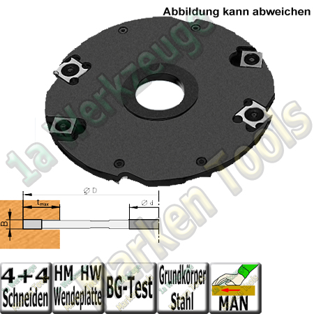 4mm Wendeplatten Nutfräser Z4 V4 Handvorschub Ø125 x4mm x30mm Stahl-