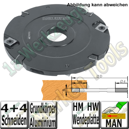 10mm Wendeplatten Nutfräser Z4 V4 Handvorschub Ø125 x10mm x30mm ALU-