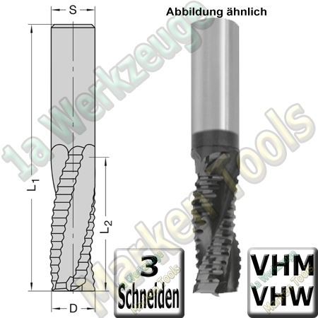 Ø 20mm x75x130mm Schrupp-Schlichtfräser Z3 VHW VHM S=20 LL, Beschichtet