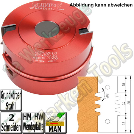 HM HW Wendeplatten Verleimfräser Trapezprofil Guhdo 140x30 H=60mm