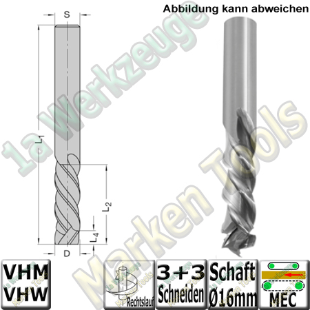 Ø 16mm VHW Schlichtfräser JSO "Gigaspeed" Z3+3 16mm x45x110mm S=16mm