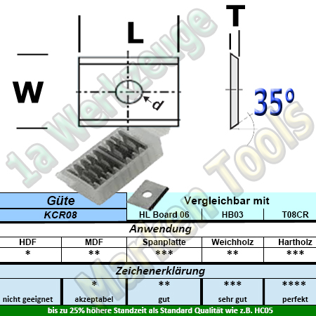 HW HM Wendeplatte Wendemesser 7,5 x 12 x 1.5 Z2 35° 1-Loch 10 Stück KCR08