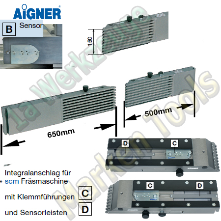 Aigner Integralanschlag scm Tischfräse mit Sensorüberwachung 650mm 500mm x 150mm-