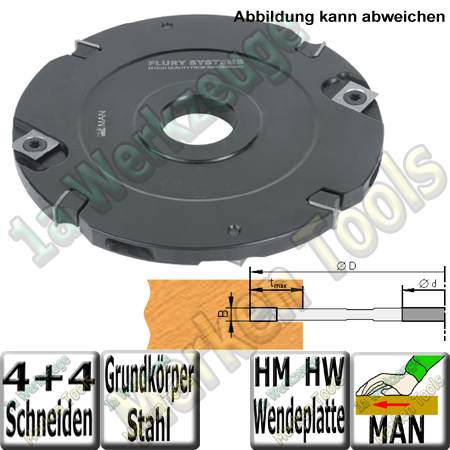 12mm Wendeplatten Nutfräser Z4 V4 Handvorschub Ø150 x12mm x30mm Stahl-