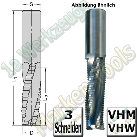 Ø 8mm x32x80mm CNC Schruppfräser Z3 VHW VHM S=8 RR-