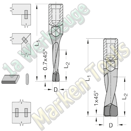 8mm Dübelbohrer Dübellochbohrer HM HW Dübelfräser Ø 8mm x 25x49mm Festo Domino S= IG M6x0.75mm-
