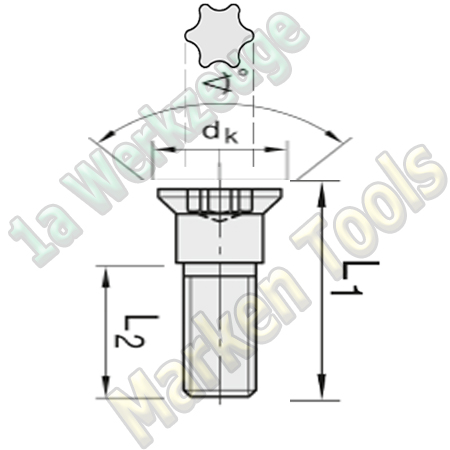 T15 Torx Senkschraube M5x13,5mm dk=8,5mm L1=15,5mm mit Bund 90° 10Stück