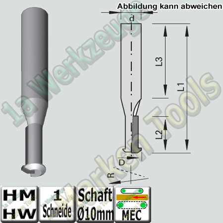 CNC Profil-Nut-SchaftfräserHM-HW - für Lamello Clamex P® Ø10x20x70mm Schaft 10mm
