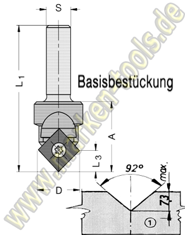 Wendeplatten-Ziernutfräser HW inkl. Basisbestückung S=8-