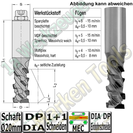 DP Dia Fräser Ø 18mm x48x110mm  Schaftfräser Z1 JSO GIGASPEED-UNO Schaft 20mm