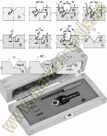 HM Wendeplatten-Ziernutfräser HW Set S=8-