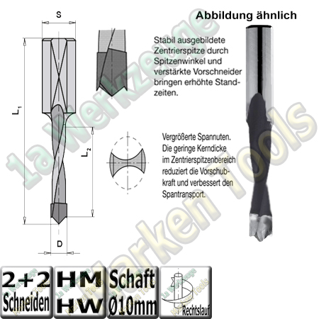 HW HM Dübelbohrer Dübelochbohrer Ø 10mm x35x70mm FS. Schaft10mm