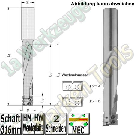 Ø 16x105x150mm Wechselplatten-Schlosskastenfräser Z2 HW S=16x45