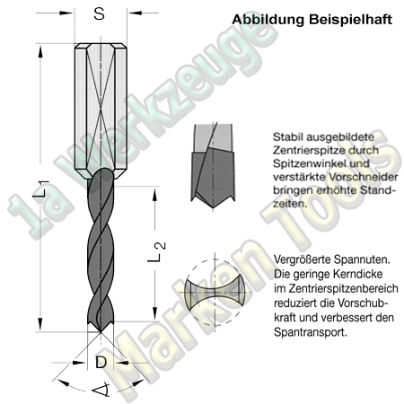 2.5mm Dübelbohrer VHM VHW Dübellochbohrer Ø 2.5mm x14x57,5mm FS. Schaft 10mm-