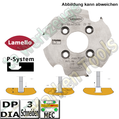 CNC DP Dia Lamello Clamex P-System Nutfräser Ø100.4 x7x30mm Z=3 NL4/6,6/48-