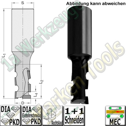 12mm DP Dia PKD Fräser Diastart-UNO JSO Schaftfräser 12mm x26x75mm S=12mm Z=1+1 Rechts-12mm dia dp pkd schaftfräser holzbearbeitung