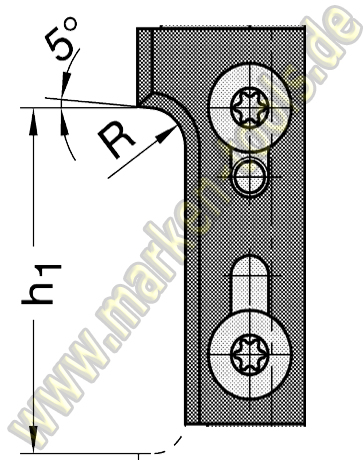 Wechselplatte Radius 5 mm 40x3x20mm für Gr.1 T1 FA oben-