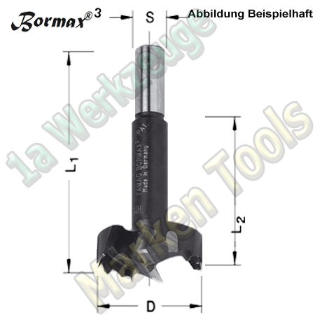 Ø 38mm Forstnerbohrer Famag Bormax 3 HM 38x57x90mm, S=10mm, zweischneidig.