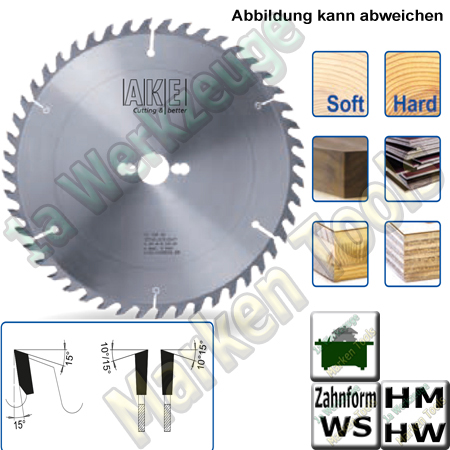 AKE Sägeblatt HM HW Ø 250mm x 2,1x1,4 x 30 Z42 WS Dünnschnittausführung-