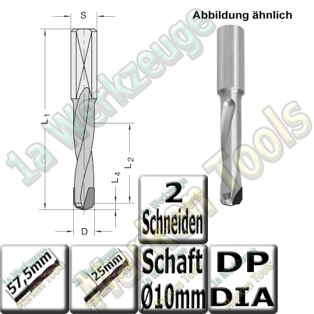 DP Dia Dübelbohrer Dübelochbohrer Ø 8mm x25x57,5mm Schaft 10mm  L.