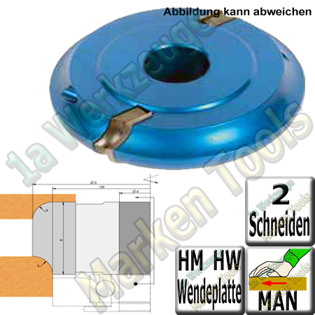 WP-Radienfräser Viertelstabfräser R=40mm Konkav/Konvex Ø180 x 100x30mm